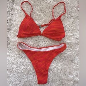 NWOT! SHEIN Orange/Redish/Pinkish Zebra Print Bikini Set size medium